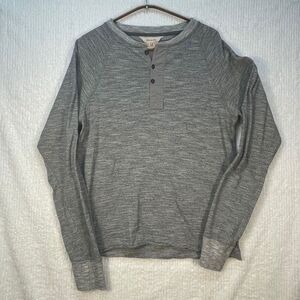 Rag & Bone Heather Gray Henley Long Raglan Sleeve Slim Fit Top Size Medium